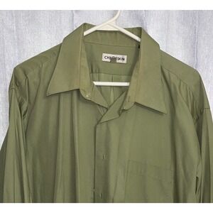 CHERESKIN Men's XL (17-17.5) Long Sleeve Button‎ Up Dress Shirt Sage Green